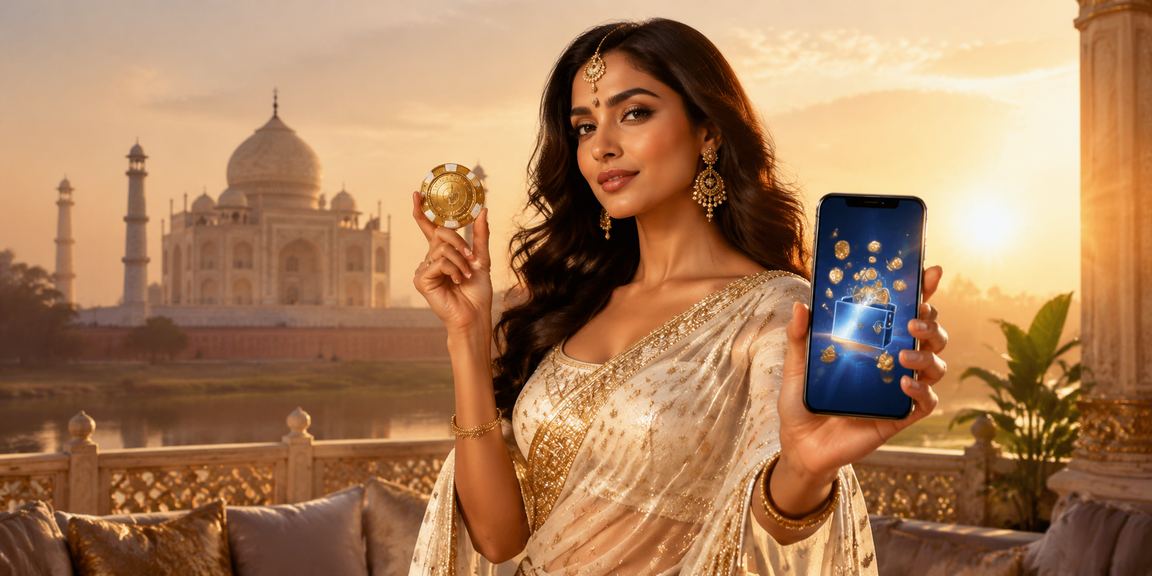 Mobile payment with Taj Mahal background in India