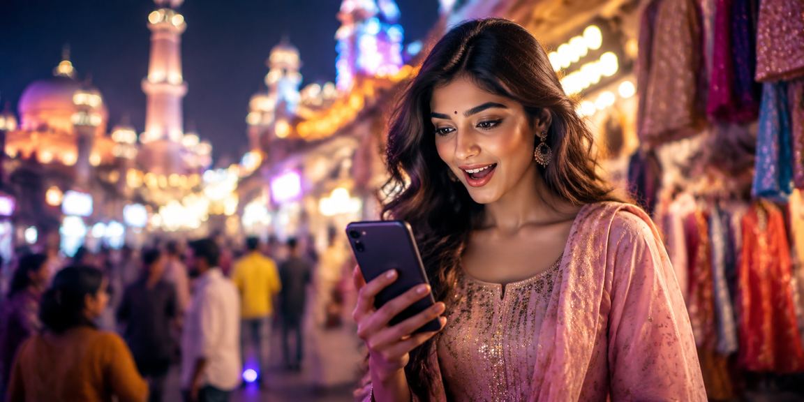 Indian woman using mobile to make an online deposit securely